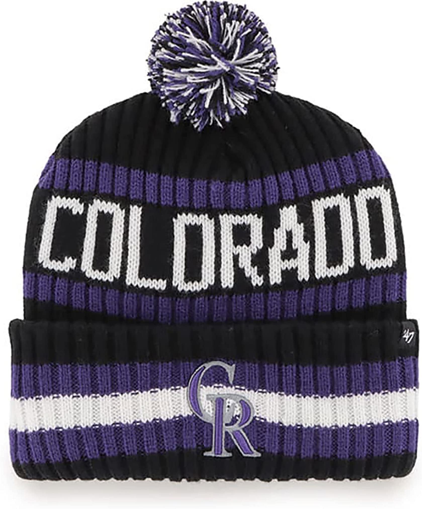 47 NHL Unisex-Adult Team Color Officially Licensed Primary Logo Bering Sport Knit Cuffed Pom Beanie Cold Weather Hat