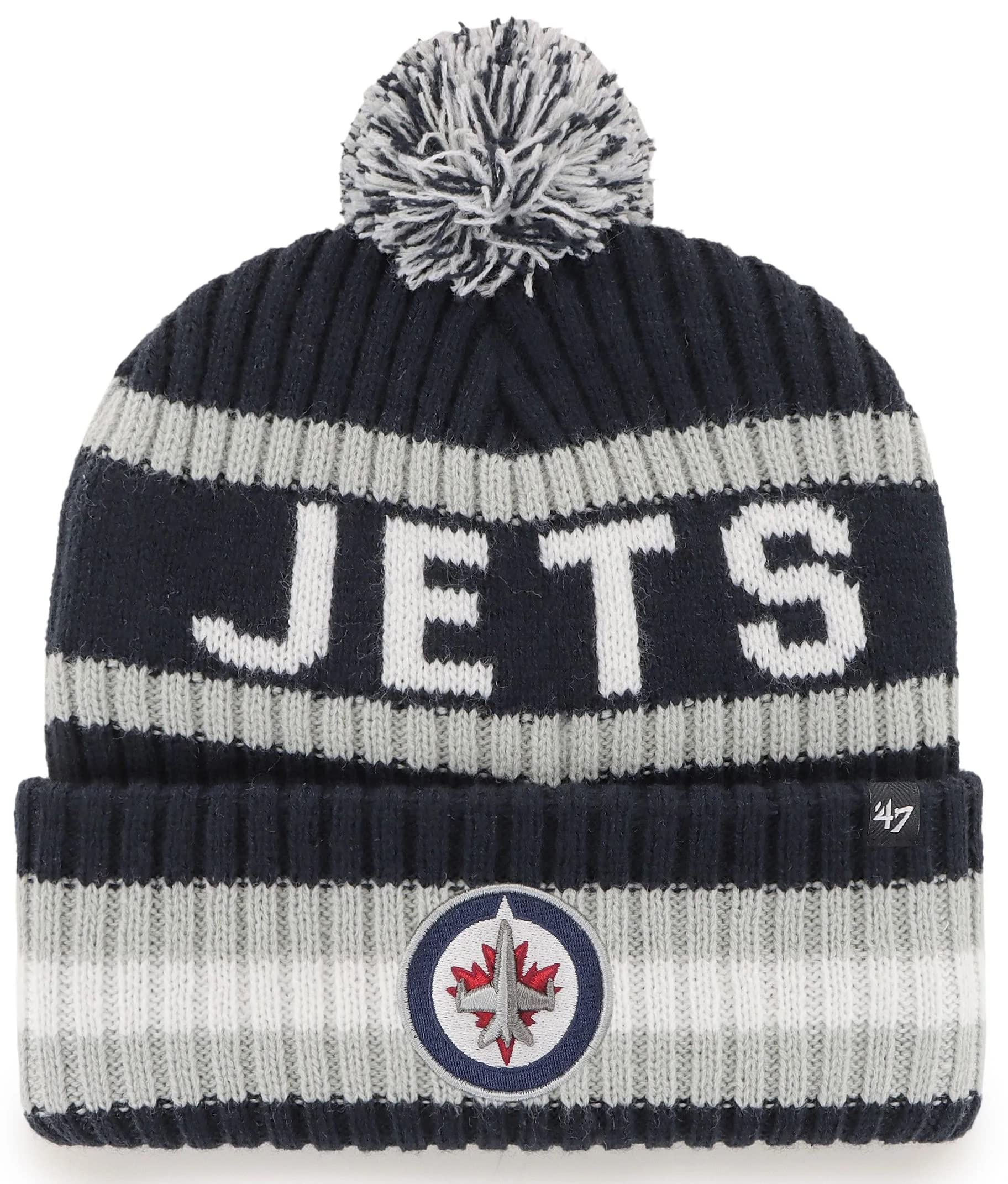 47 NHL Unisex-Adult Team Color Officially Licensed Primary Logo Bering Sport Knit Cuffed Pom Beanie Cold Weather Hat